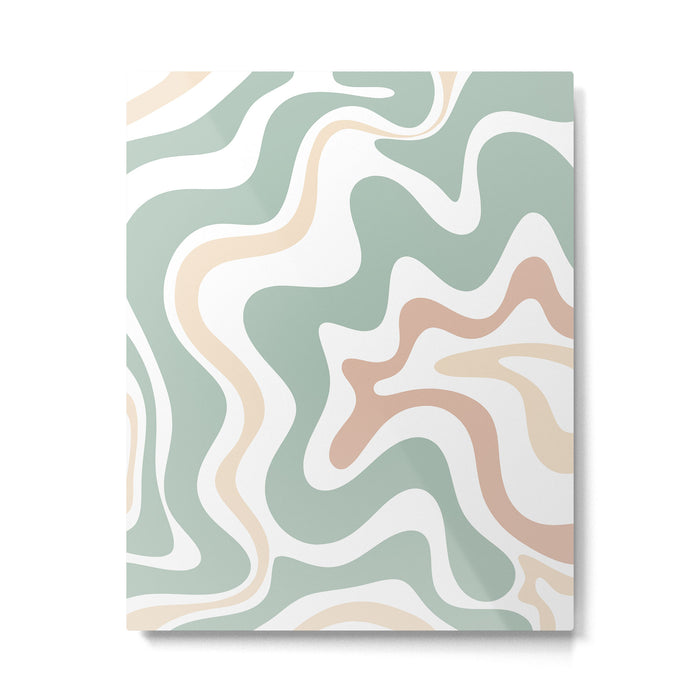 Liquid Swirl Abstract Pattern in Celadon Sage Metal Print Gallery Image 1