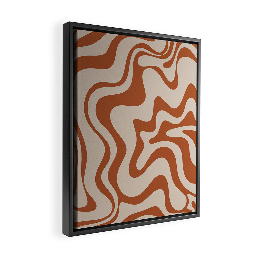 Liquid Swirl Abstract Pattern in Clay and Putty Framed Canvas Print Gallery Image 2