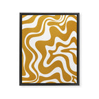 Liquid Swirl Abstract Pattern in Dark Mustard and White Framed Canvas Print Gallery Image 6