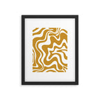 Liquid Swirl Abstract Pattern in Dark Mustard and White Framed Art Print Gallery Image 5