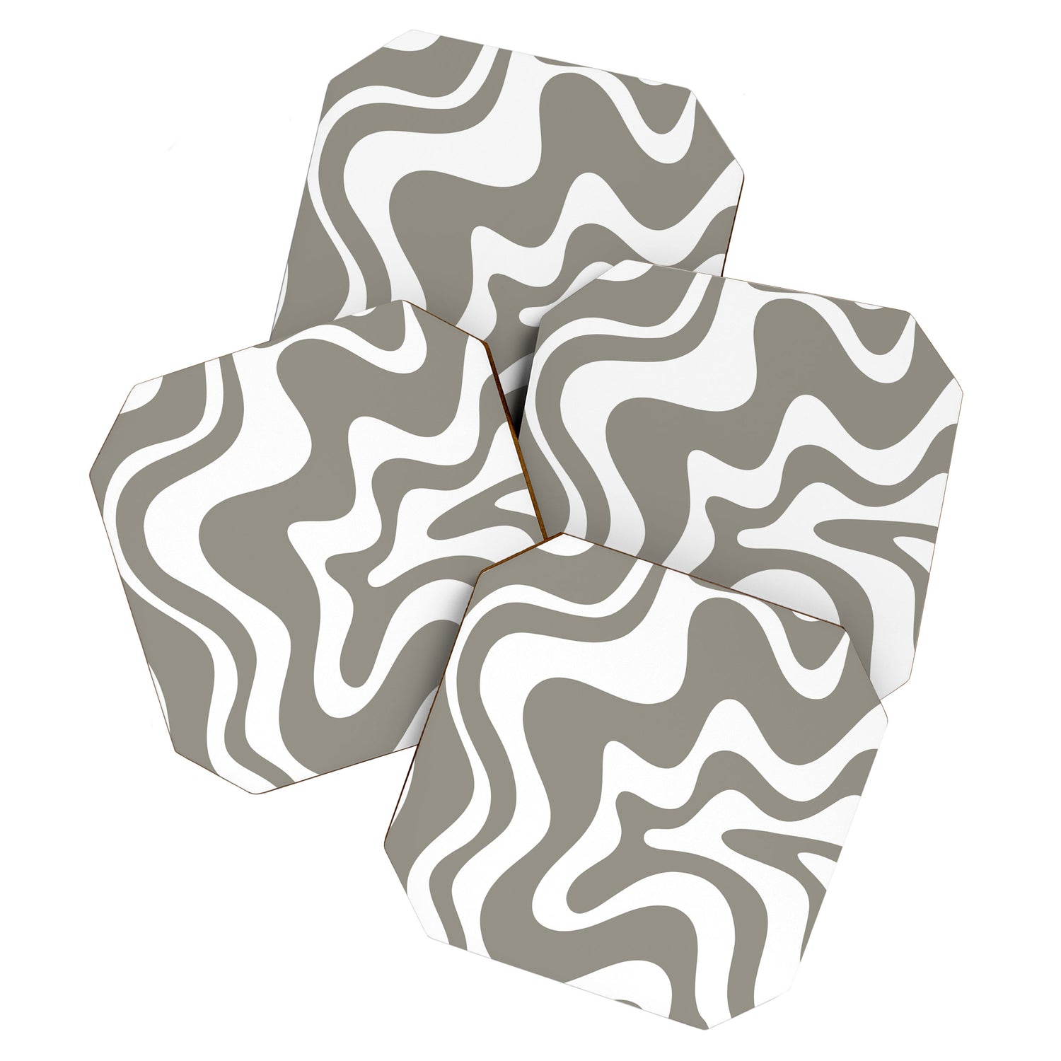 Liquid Swirl Abstract Pattern in Gray and White Coaster Gallery Image 1