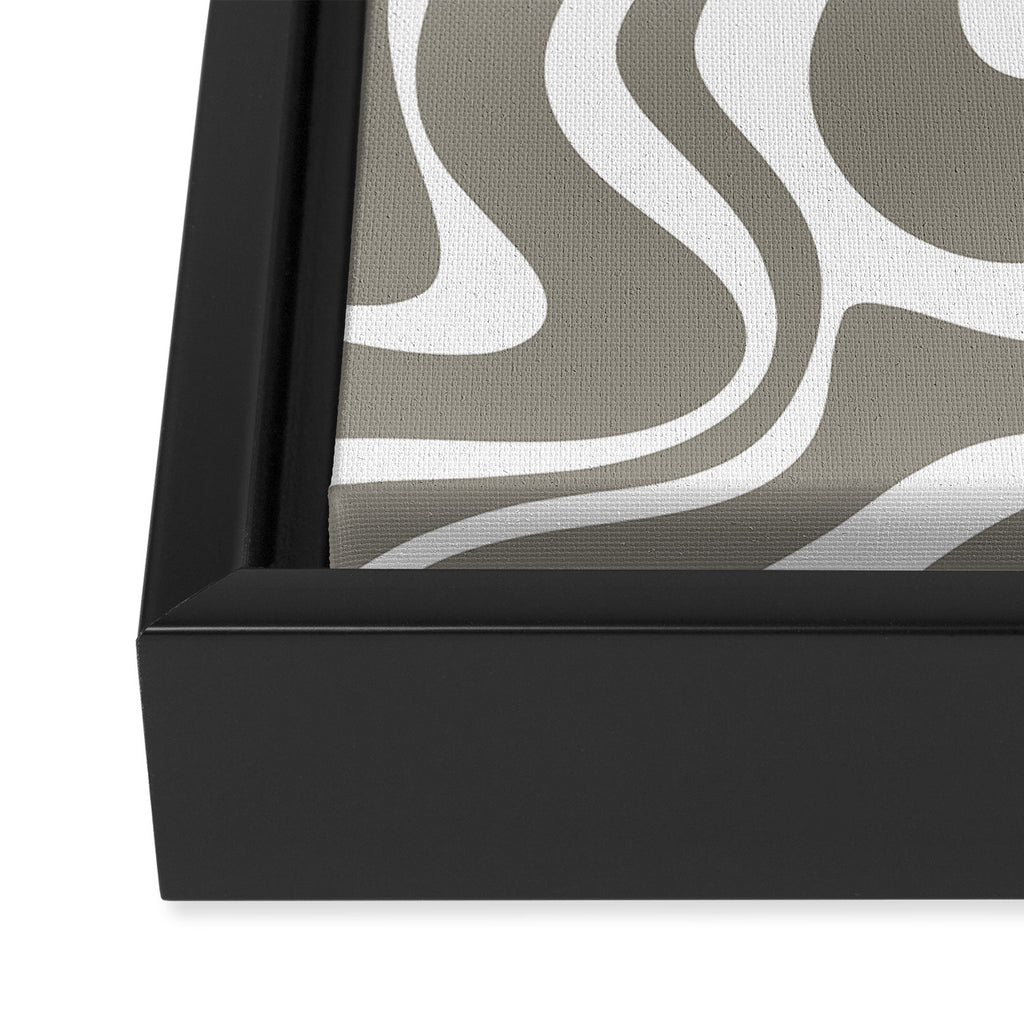 Liquid Swirl Abstract Pattern in Gray and White Framed Canvas Print Gallery Image 3