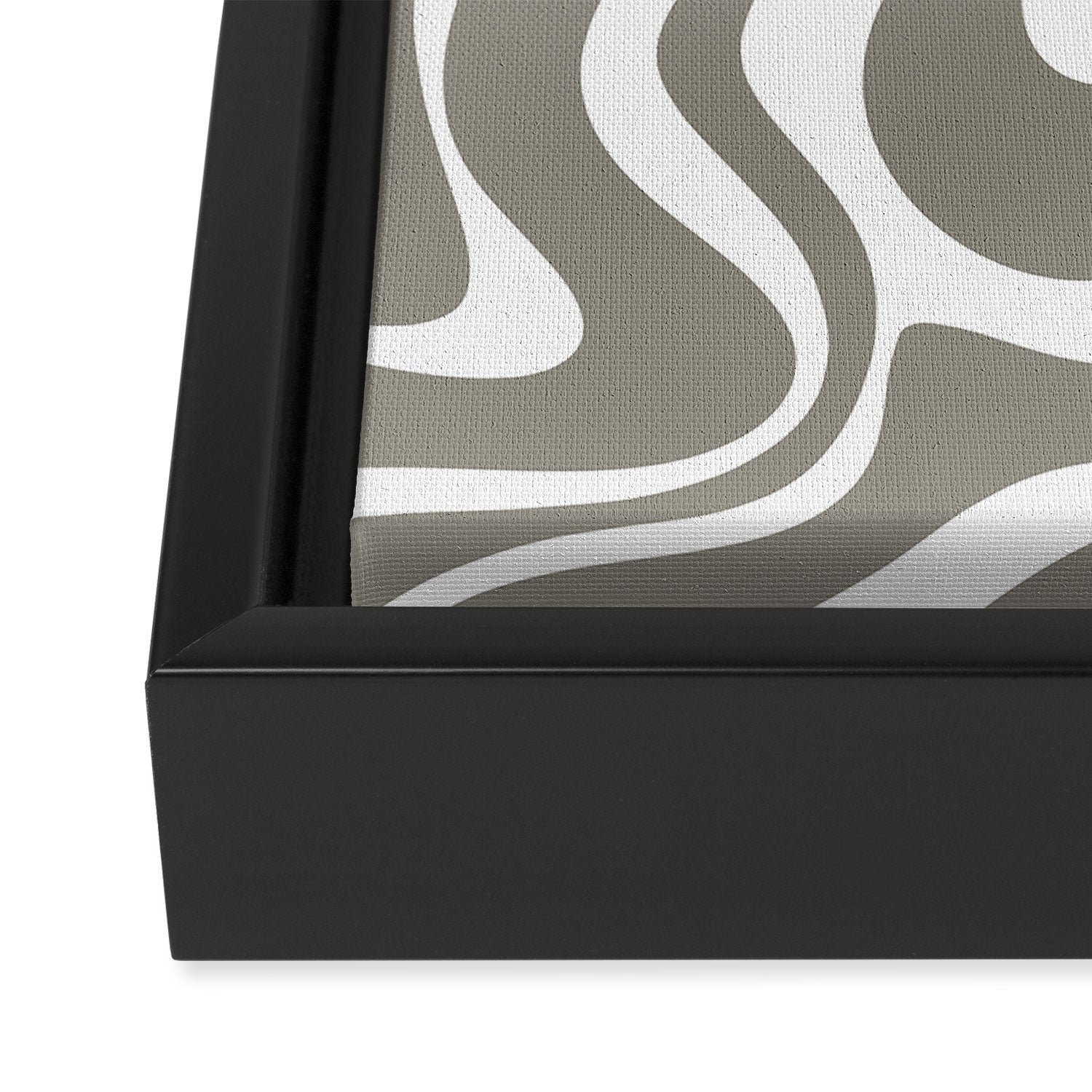 Liquid Swirl Abstract Pattern in Gray and White Framed Canvas Print Gallery Image 3