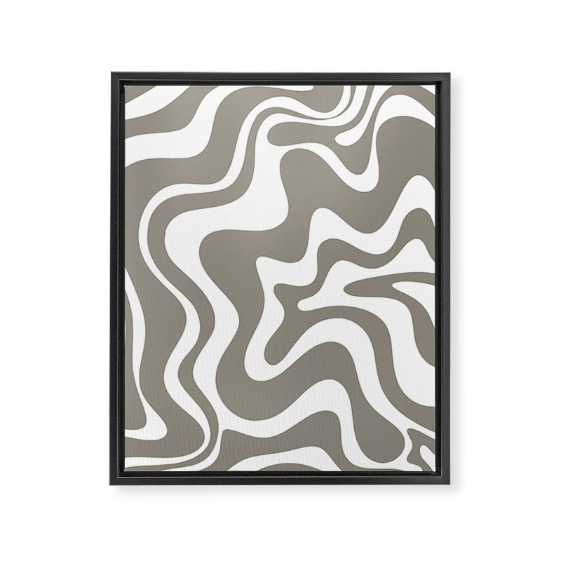 Liquid Swirl Abstract Pattern in Gray and White Framed Canvas Print Gallery Image 6