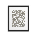 Liquid Swirl Abstract Pattern in Gray and White Framed Art Print Gallery Image 5