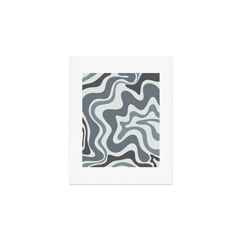 Liquid Swirl Abstract Pattern in Gray Monochrome  Art Print Gallery Image 1