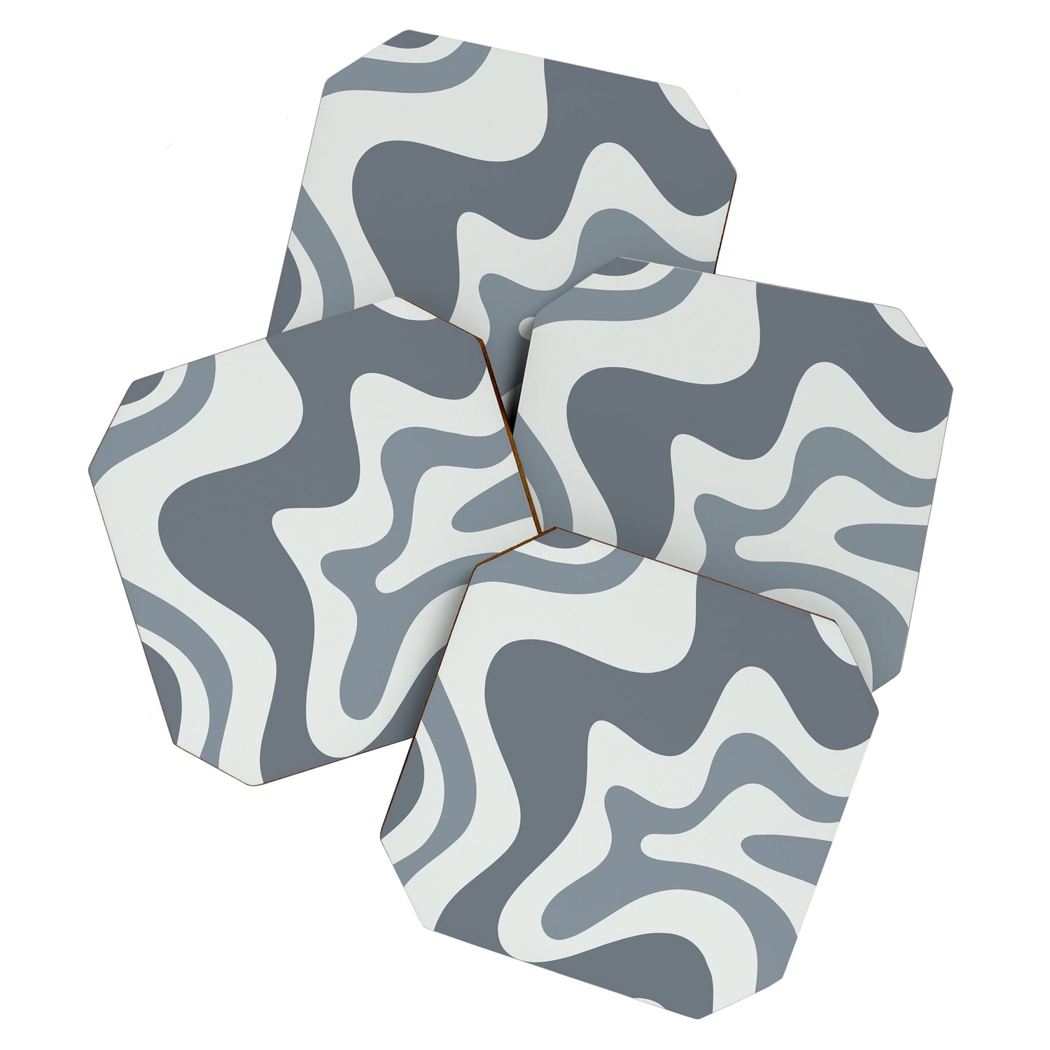 Liquid Swirl Abstract Pattern in Gray Monochrome  Coaster Gallery Image 1