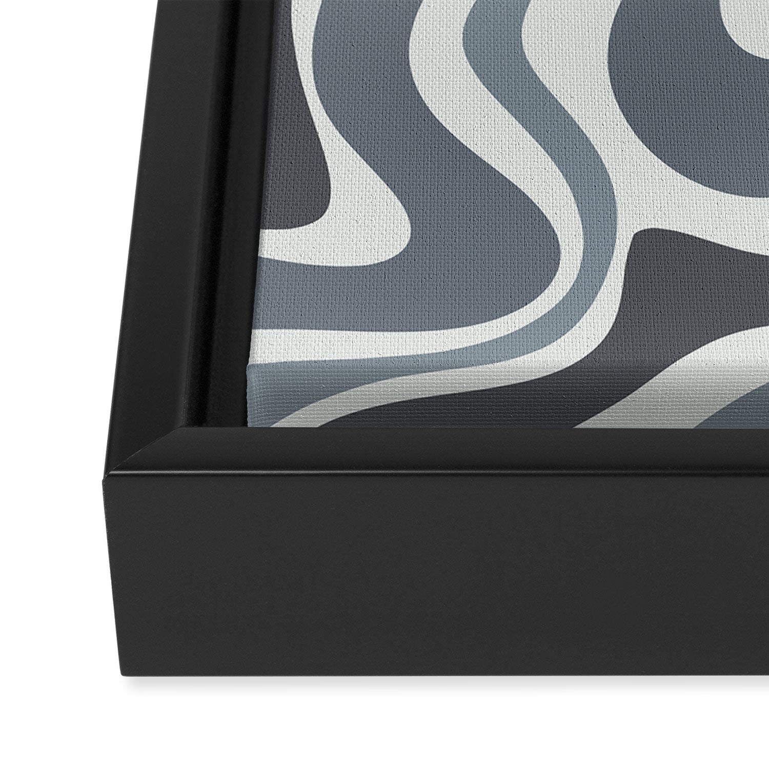 Liquid Swirl Abstract Pattern in Gray Monochrome  Framed Canvas Print Gallery Image 3
