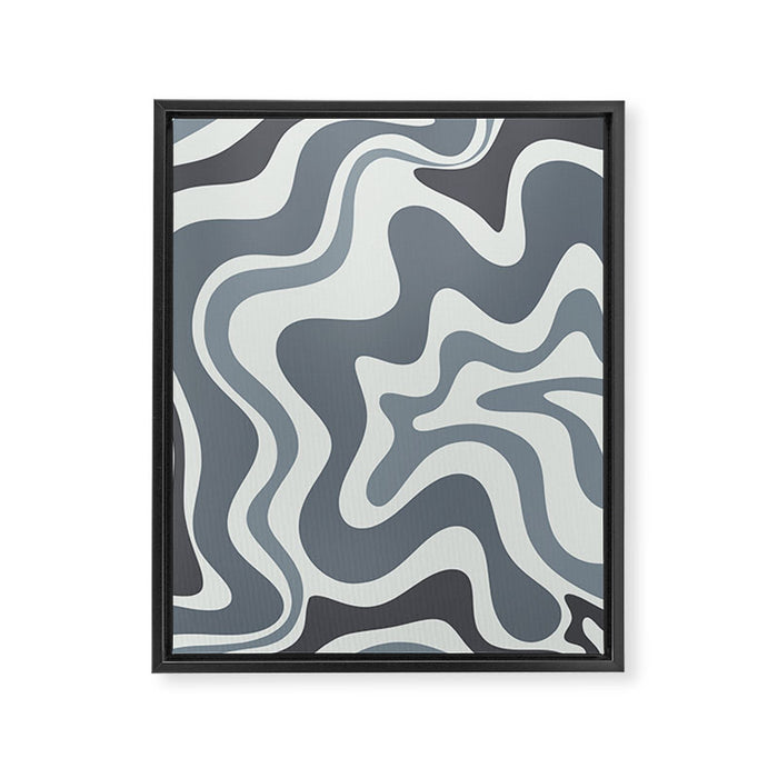 Liquid Swirl Abstract Pattern in Gray Monochrome  Framed Canvas Print Gallery Image 1