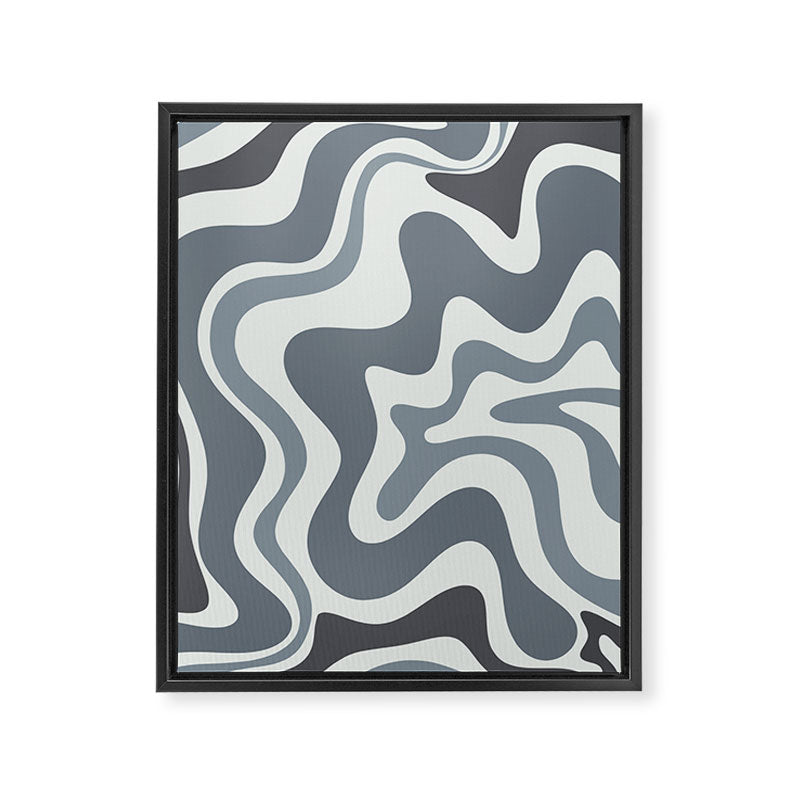 Liquid Swirl Abstract Pattern in Gray Monochrome  Framed Canvas Print Gallery Image 6