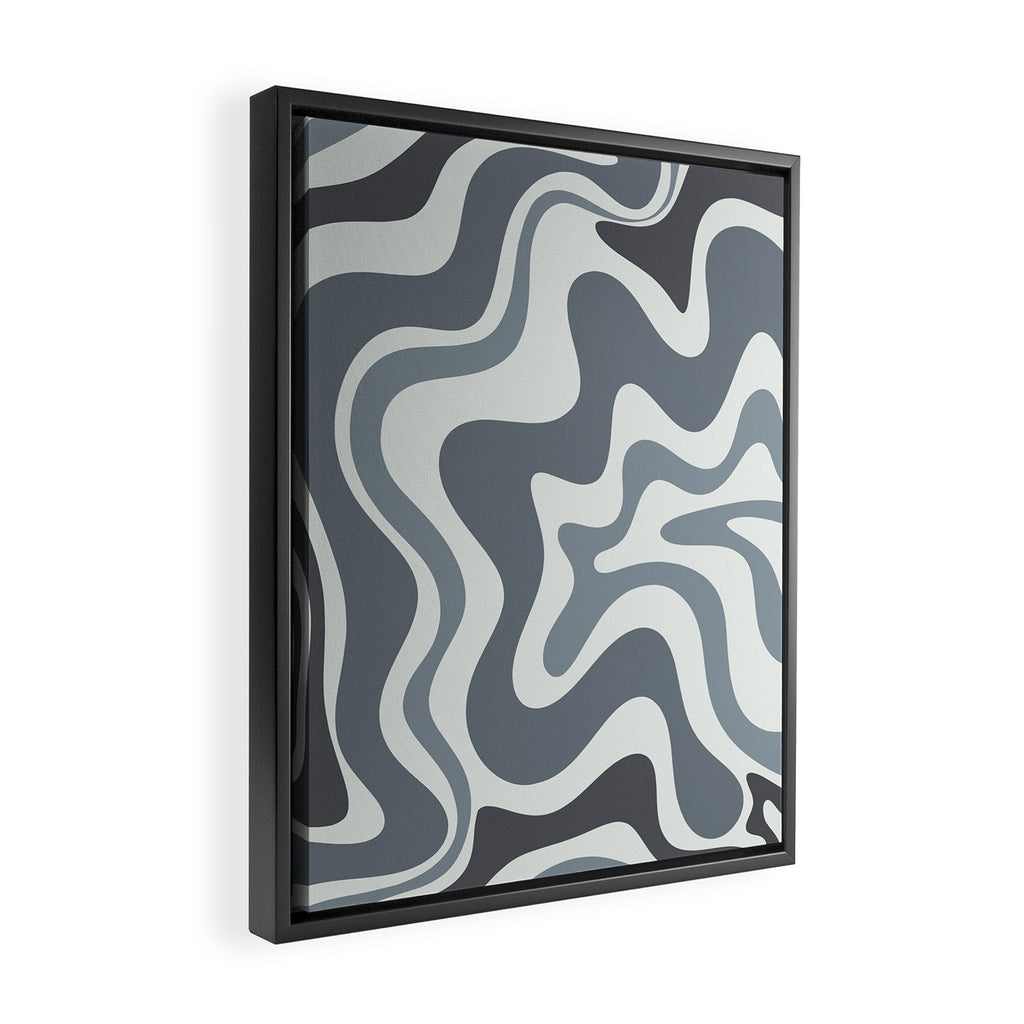 Liquid Swirl Abstract Pattern in Gray Monochrome  Framed Canvas Print Gallery Image 2