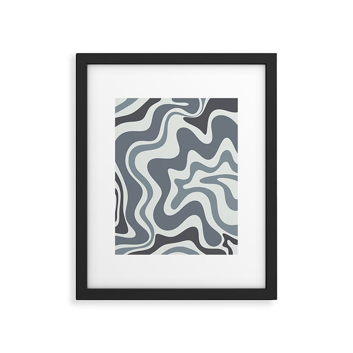 Liquid Swirl Abstract Pattern in Gray Monochrome  Framed Art Print Gallery Image 1