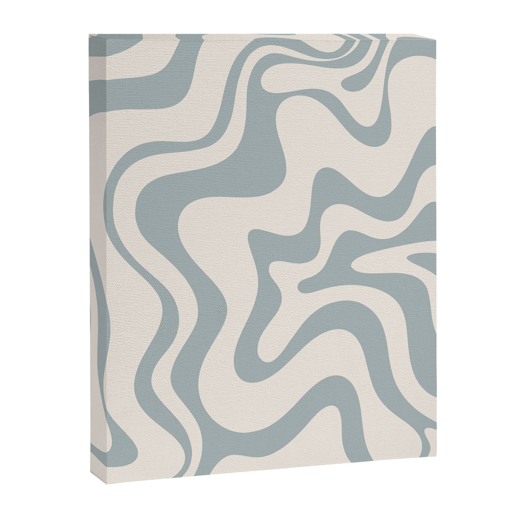 Liquid Swirl Abstract Pattern in Light Blue-Gray and Cream Canvas Print Gallery Image 6