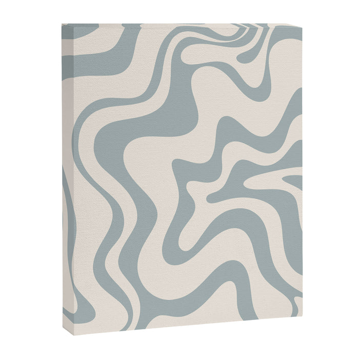 Liquid Swirl Abstract Pattern in Light Blue-Gray and Cream Canvas Print Gallery Image 1