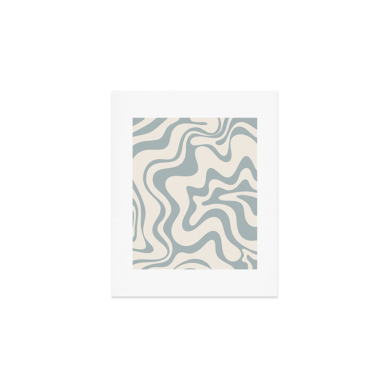 Liquid Swirl Abstract Pattern in Light Blue-Gray and Cream Art Print Gallery Image 1