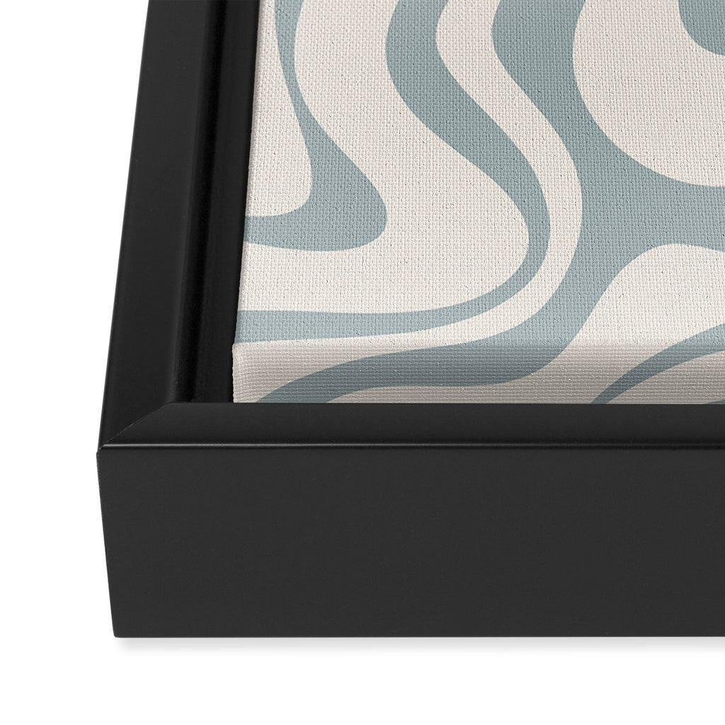 Liquid Swirl Abstract Pattern in Light Blue-Gray and Cream Framed Canvas Print Gallery Image 3