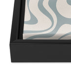 Liquid Swirl Abstract Pattern in Light Blue-Gray and Cream Framed Canvas Print Gallery Image 3