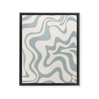 Liquid Swirl Abstract Pattern in Light Blue-Gray and Cream Framed Canvas Print Gallery Image 6