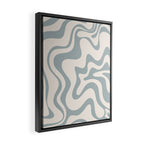 Liquid Swirl Abstract Pattern in Light Blue-Gray and Cream Framed Canvas Print Gallery Image 2