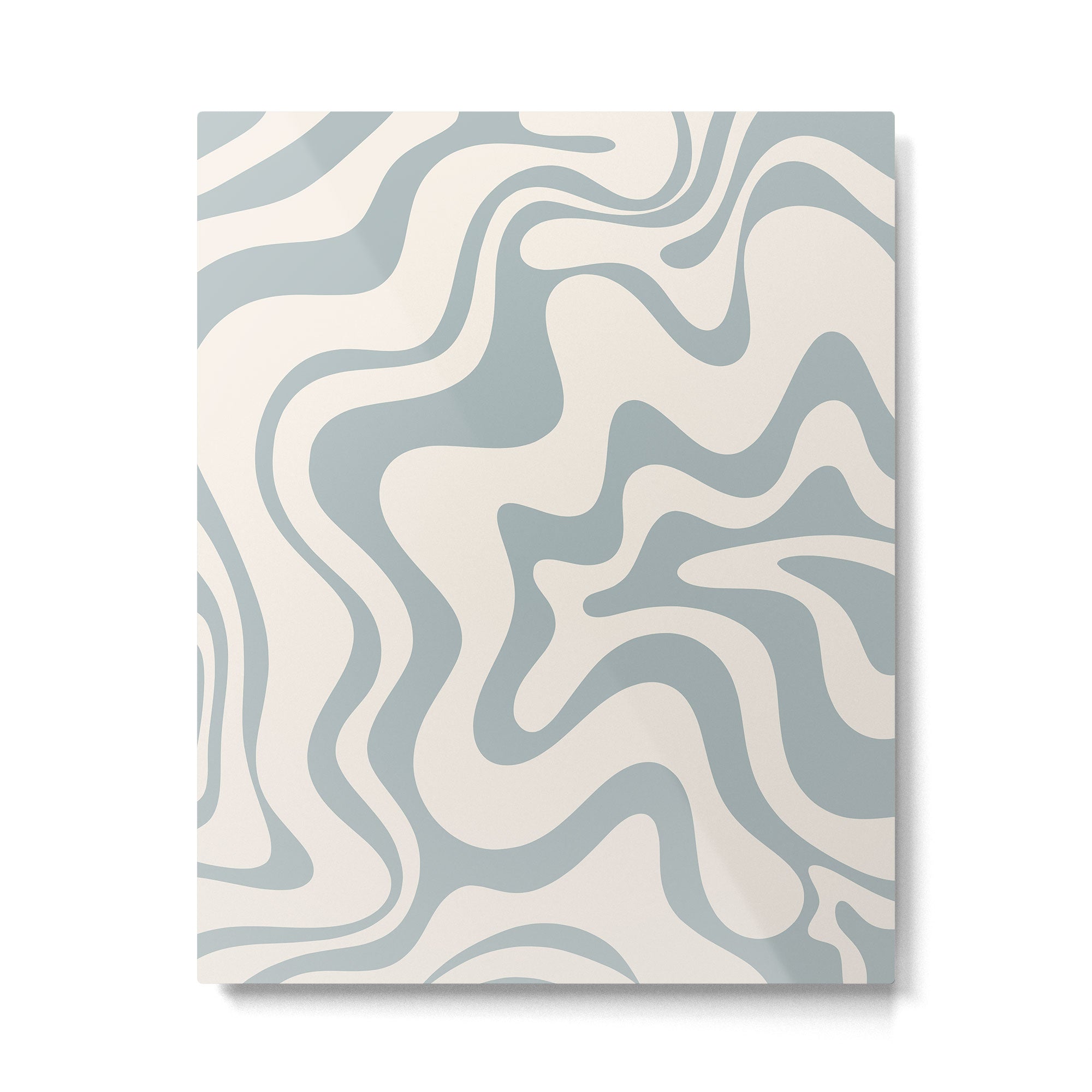 Liquid Swirl Abstract Pattern in Light Blue-Gray and Cream Metal Print Gallery Image 4