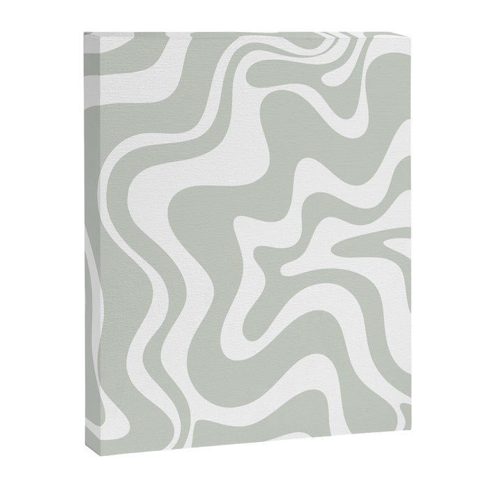 Liquid Swirl Abstract Pattern in Light Sage Gray and White Canvas Print Gallery Image 1