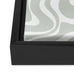 Liquid Swirl Abstract Pattern in Light Sage Gray and White Framed Canvas Print Gallery Image 3
