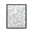 Liquid Swirl Abstract Pattern in Light Sage Gray and White Framed Canvas Print Gallery Image 6