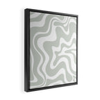 Liquid Swirl Abstract Pattern in Light Sage Gray and White Framed Canvas Print Gallery Image 2