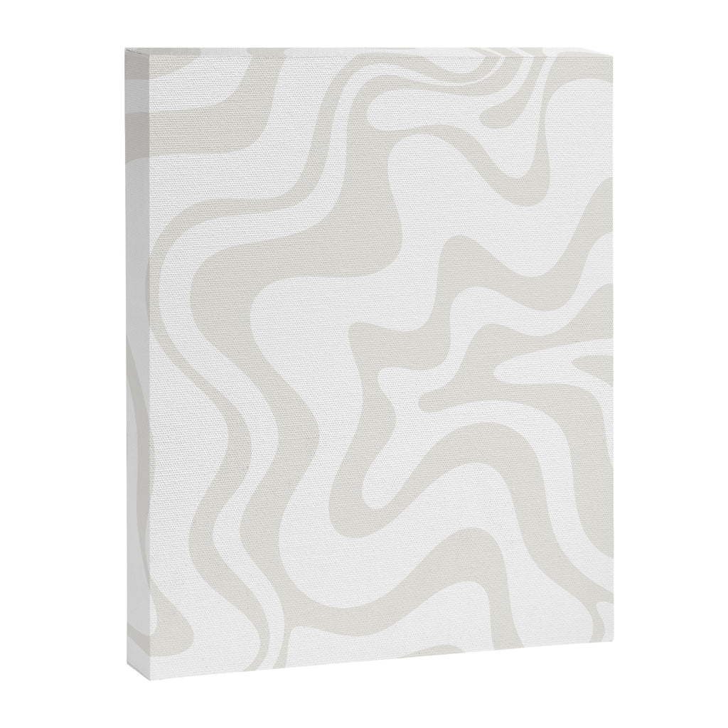 Liquid Swirl Abstract Pattern in Nearly White and Pale Stone Canvas Print Gallery Image 6