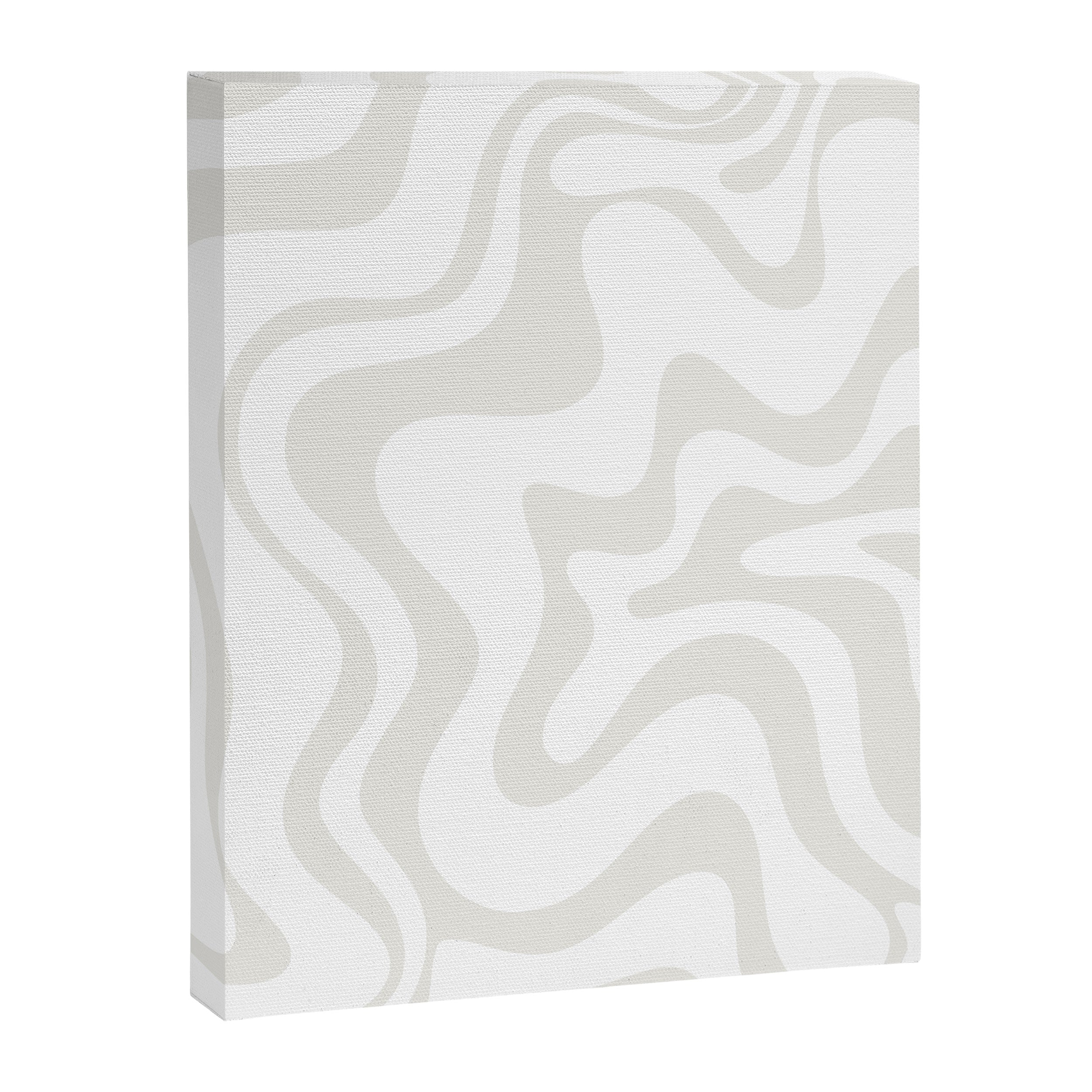 Liquid Swirl Abstract Pattern in Nearly White and Pale Stone Canvas Print Gallery Image 6