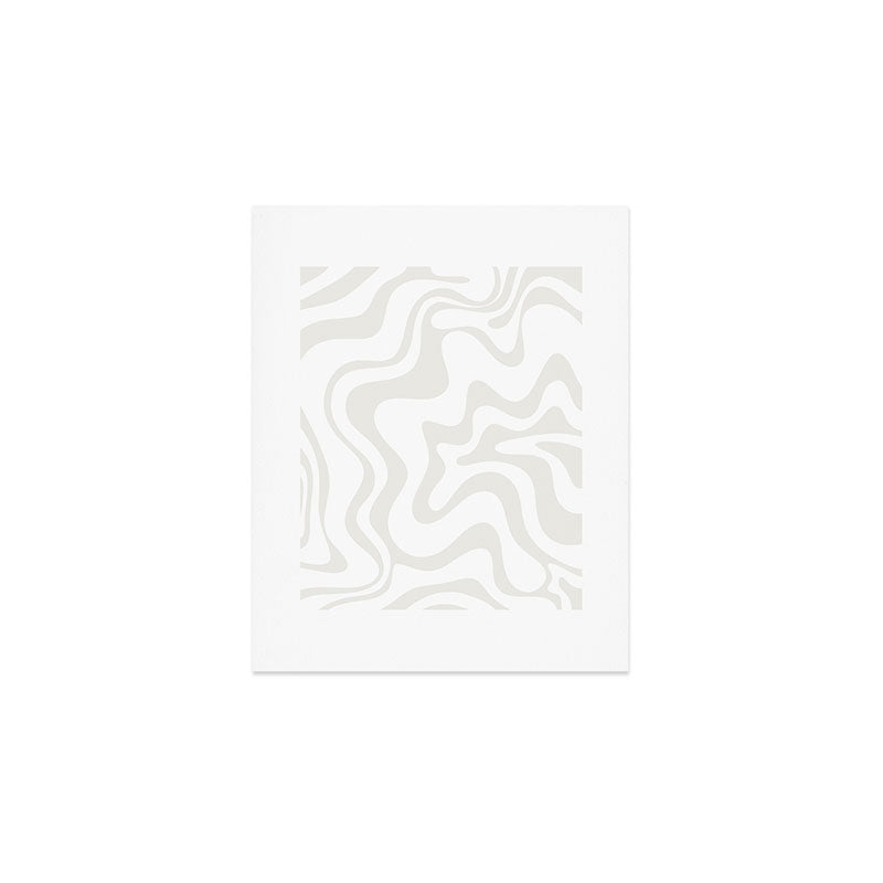 Liquid Swirl Abstract Pattern in Nearly White and Pale Stone Art Print Gallery Image 1
