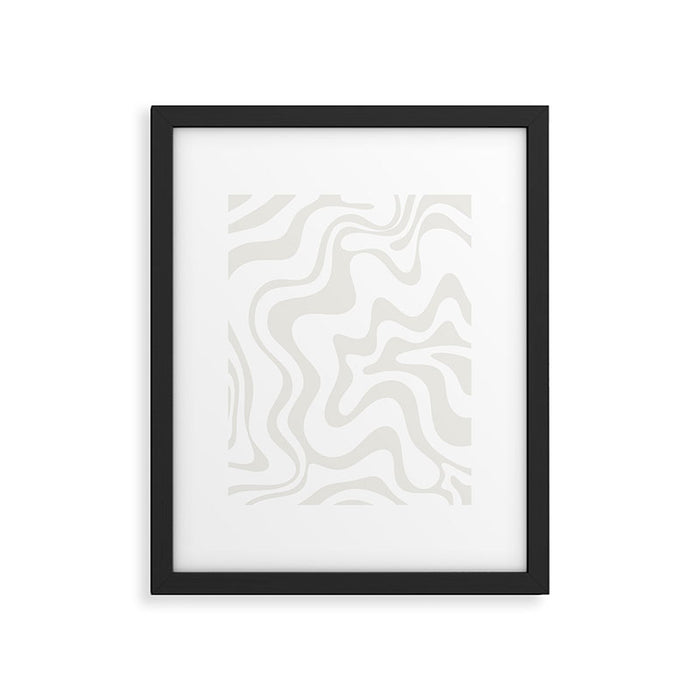 Liquid Swirl Abstract Pattern in Nearly White and Pale Stone Framed Art Print Gallery Image 1
