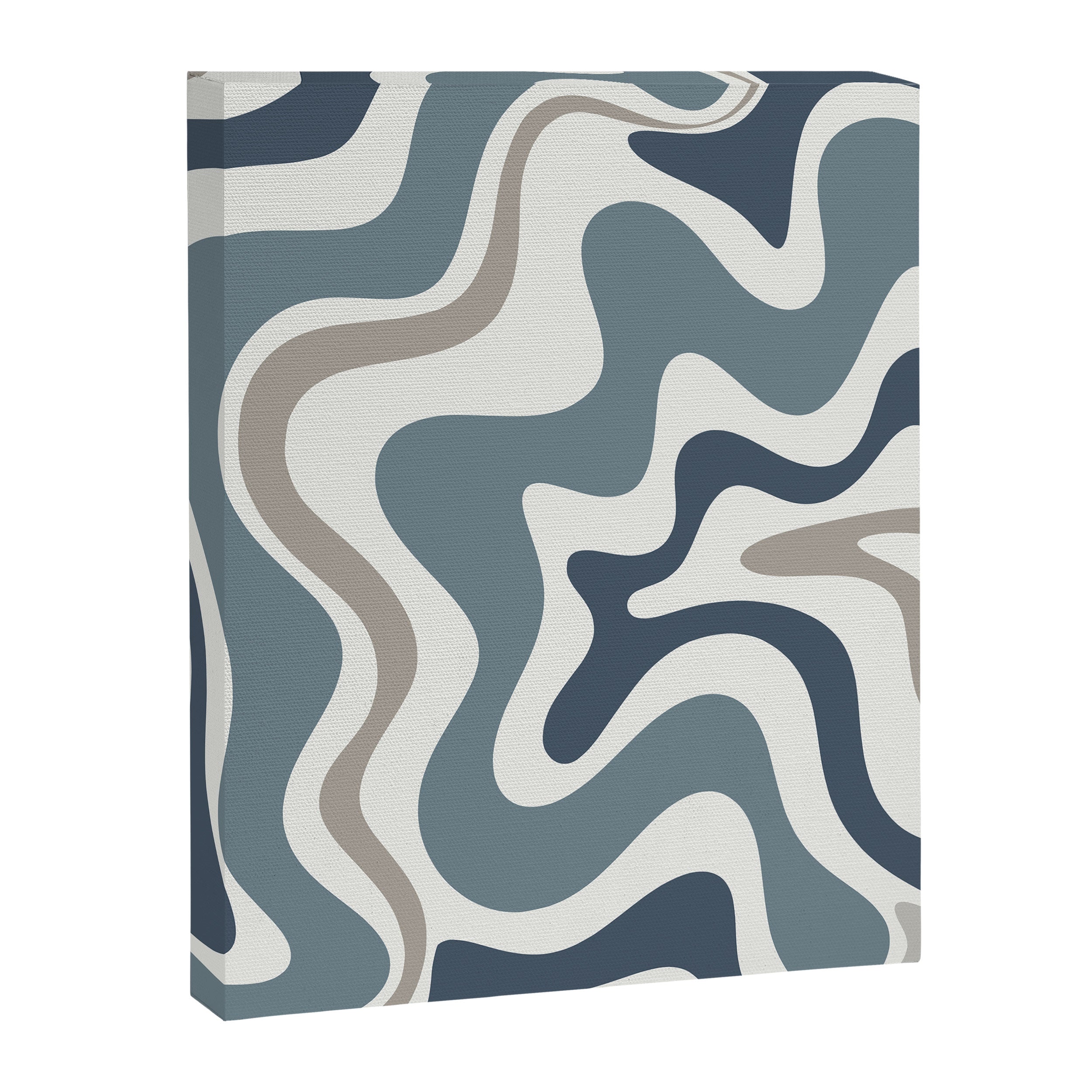 Liquid Swirl Abstract Pattern in Neutral Blue Gray on Off White Canvas Print Gallery Image 6