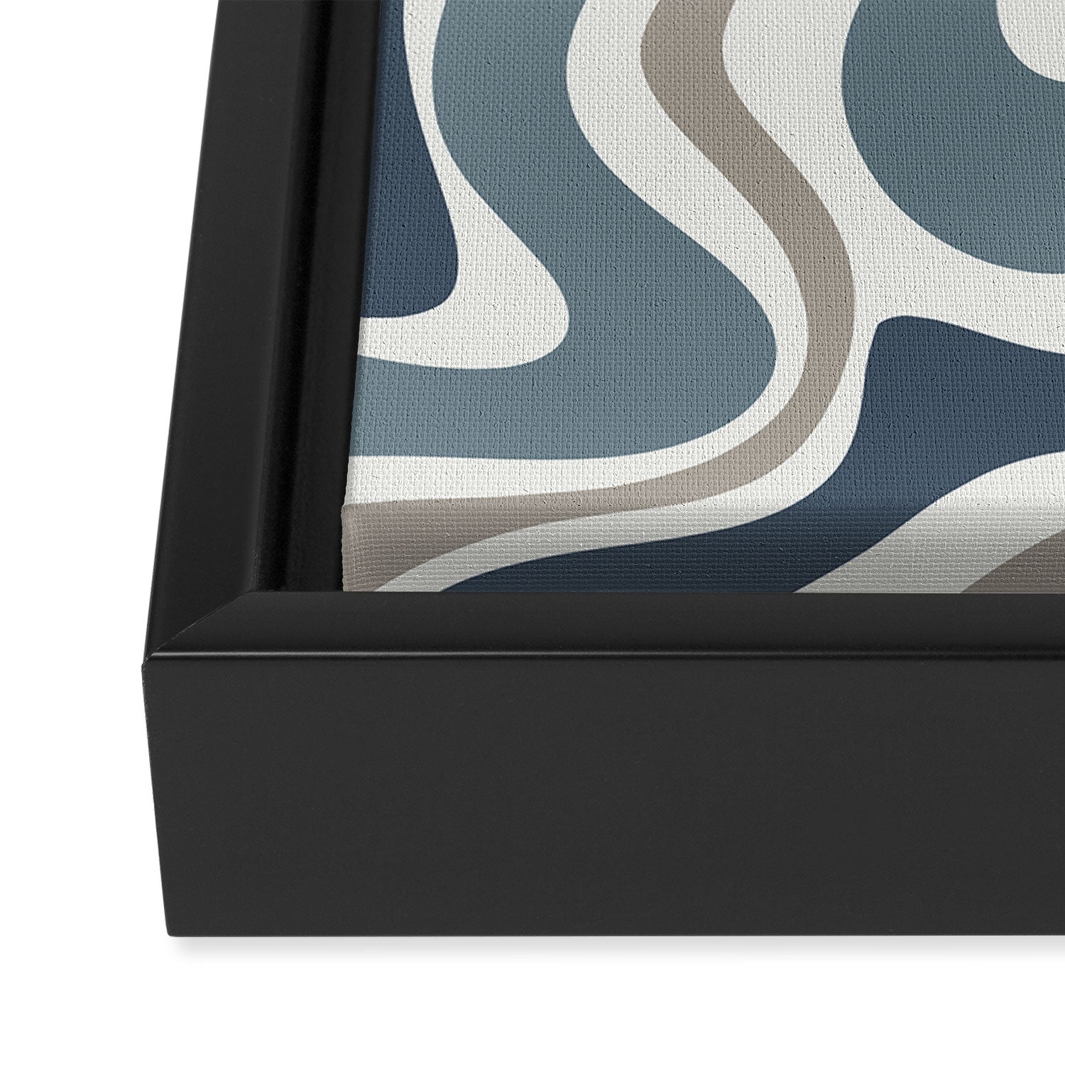 Liquid Swirl Abstract Pattern in Neutral Blue Gray on Off White Framed Canvas Print Gallery Image 3