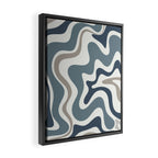 Liquid Swirl Abstract Pattern in Neutral Blue Gray on Off White Framed Canvas Print Gallery Image 2