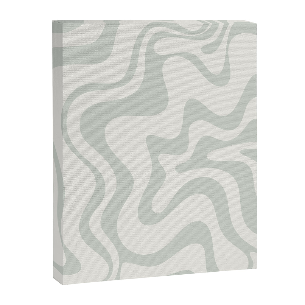 Liquid Swirl Abstract Pattern in Pale Stone and Light Silver Sage Gray Canvas Print Gallery Image 6