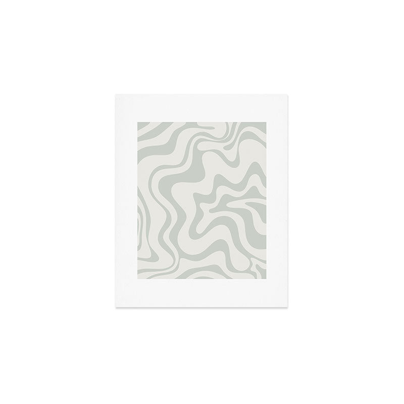 Liquid Swirl Abstract Pattern in Pale Stone and Light Silver Sage Gray Art Print Gallery Image 1
