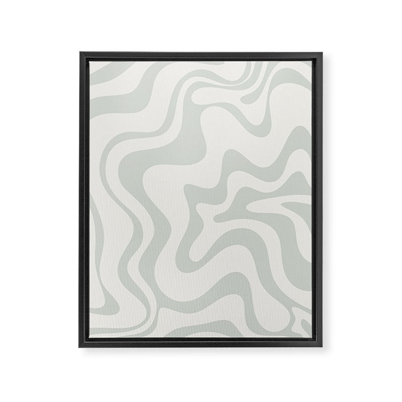 Liquid Swirl Abstract Pattern in Pale Stone and Light Silver Sage Gray Framed Canvas Print Gallery Image 6