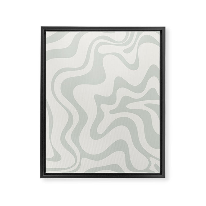 Liquid Swirl Abstract Pattern in Pale Stone and Light Silver Sage Gray Framed Canvas Print Gallery Image 1