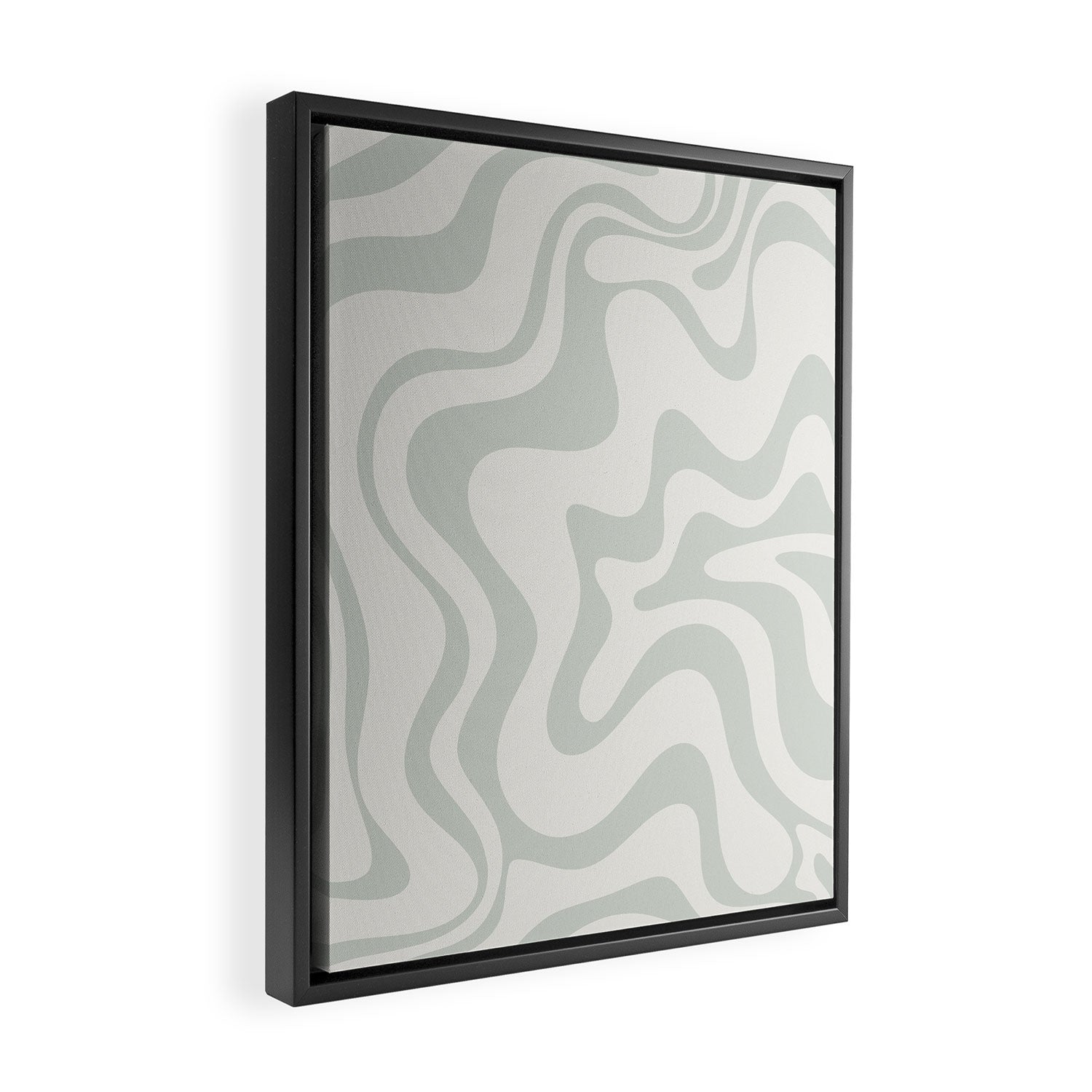 Liquid Swirl Abstract Pattern in Pale Stone and Light Silver Sage Gray Framed Canvas Print Gallery Image 2