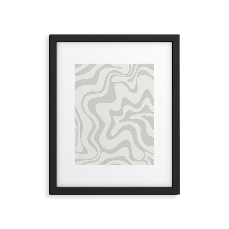 Liquid Swirl Abstract Pattern in Pale Stone and Light Silver Sage Gray Framed Art Print Gallery Image 5