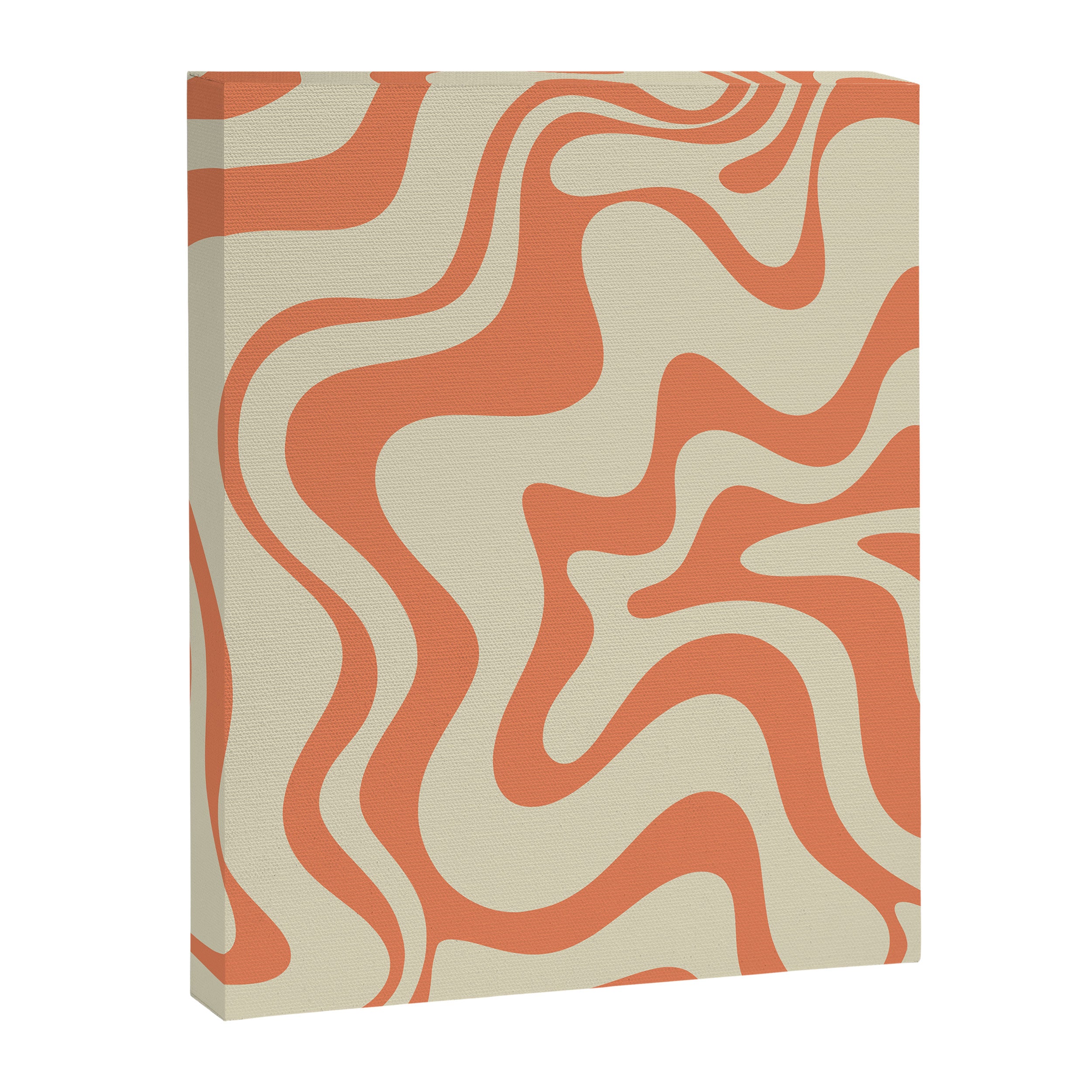 Liquid Swirl Abstract Pattern in Pumpkin Orange and Beige  Canvas Print Gallery Image 6