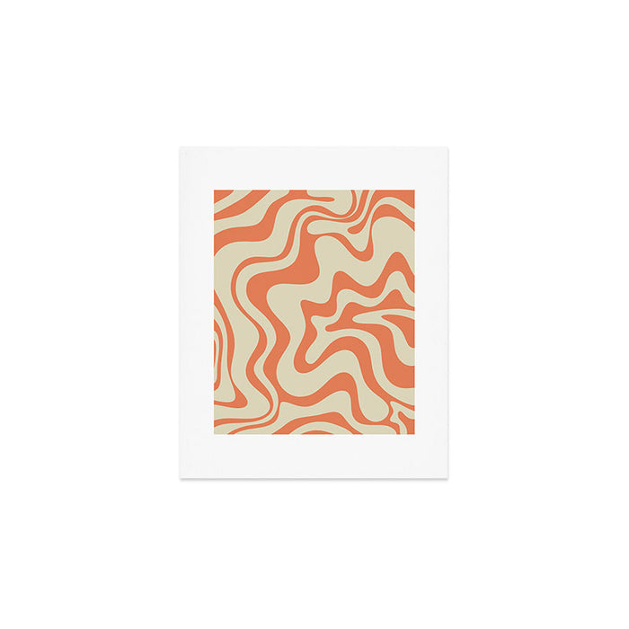 Liquid Swirl Abstract Pattern in Pumpkin Orange and Beige  Art Print Gallery Image 1