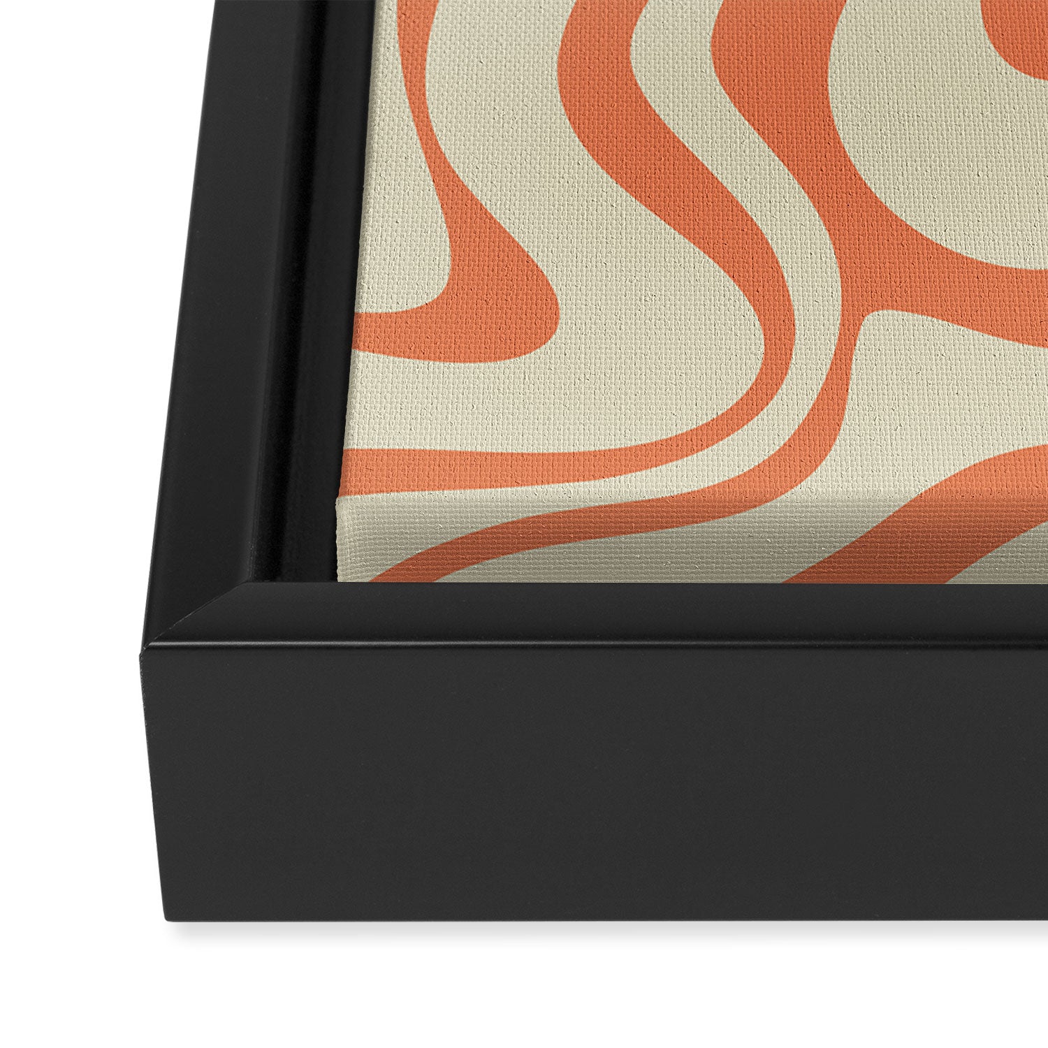 Liquid Swirl Abstract Pattern in Pumpkin Orange and Beige  Framed Canvas Print Gallery Image 3