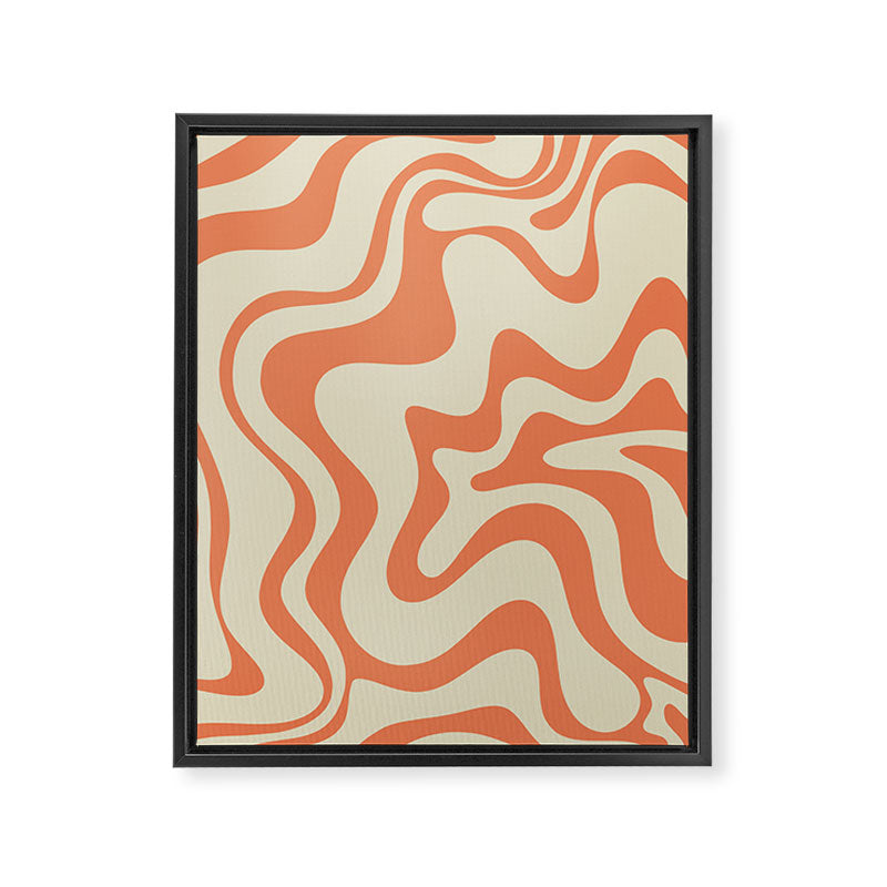 Liquid Swirl Abstract Pattern in Pumpkin Orange and Beige  Framed Canvas Print Gallery Image 6