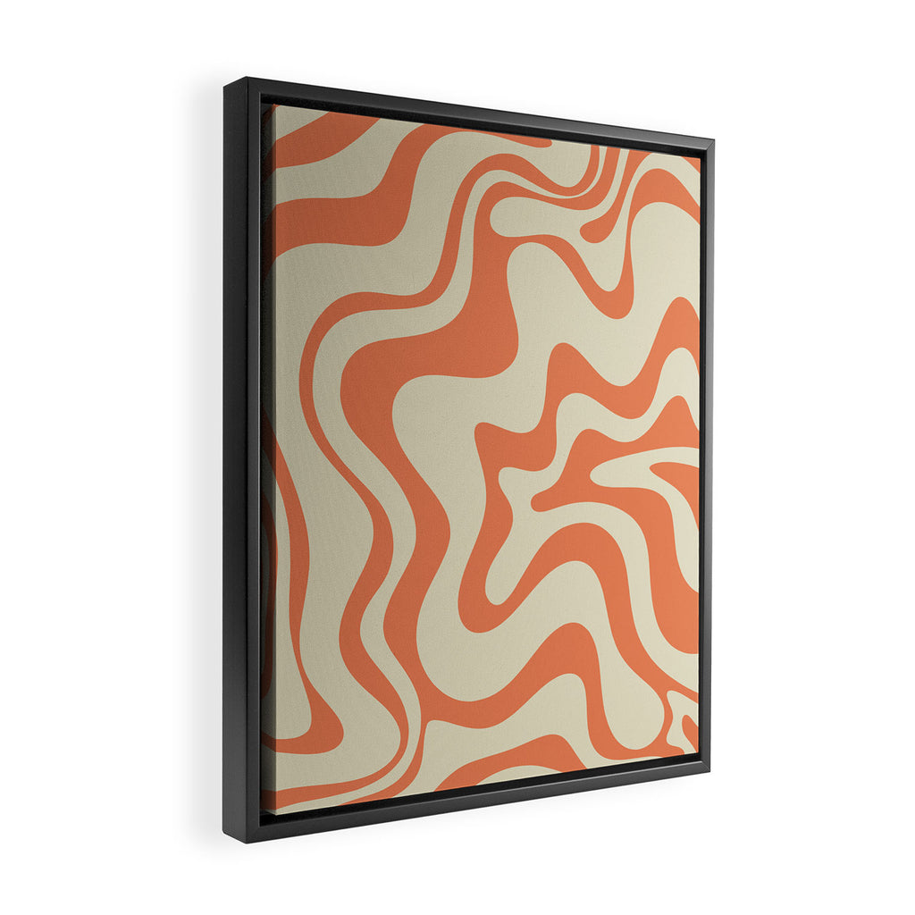 Liquid Swirl Abstract Pattern in Pumpkin Orange and Beige  Framed Canvas Print Gallery Image 2