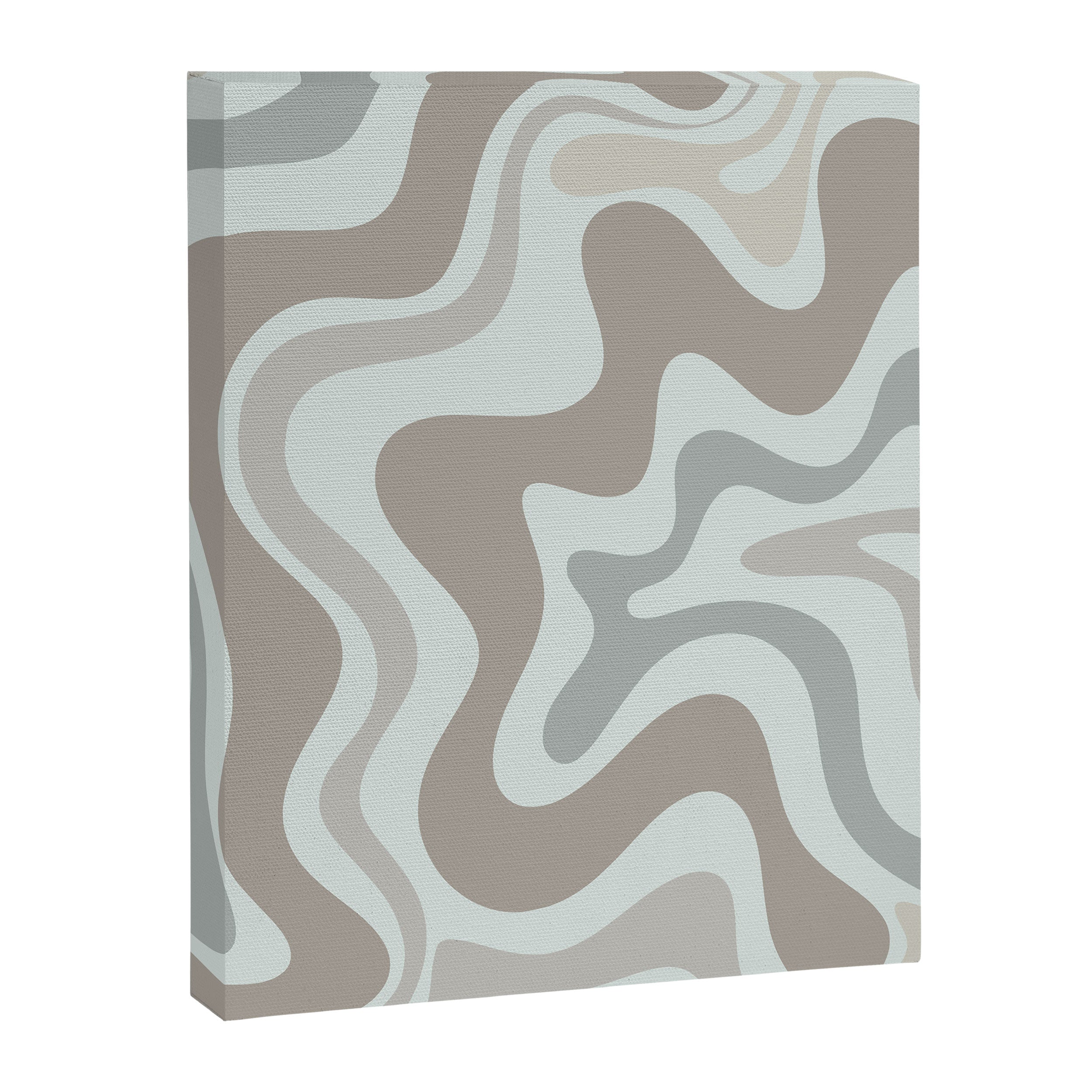 Liquid Swirl Abstract Pattern in Taupe Gray and Light Ice Blue Canvas Print Gallery Image 6