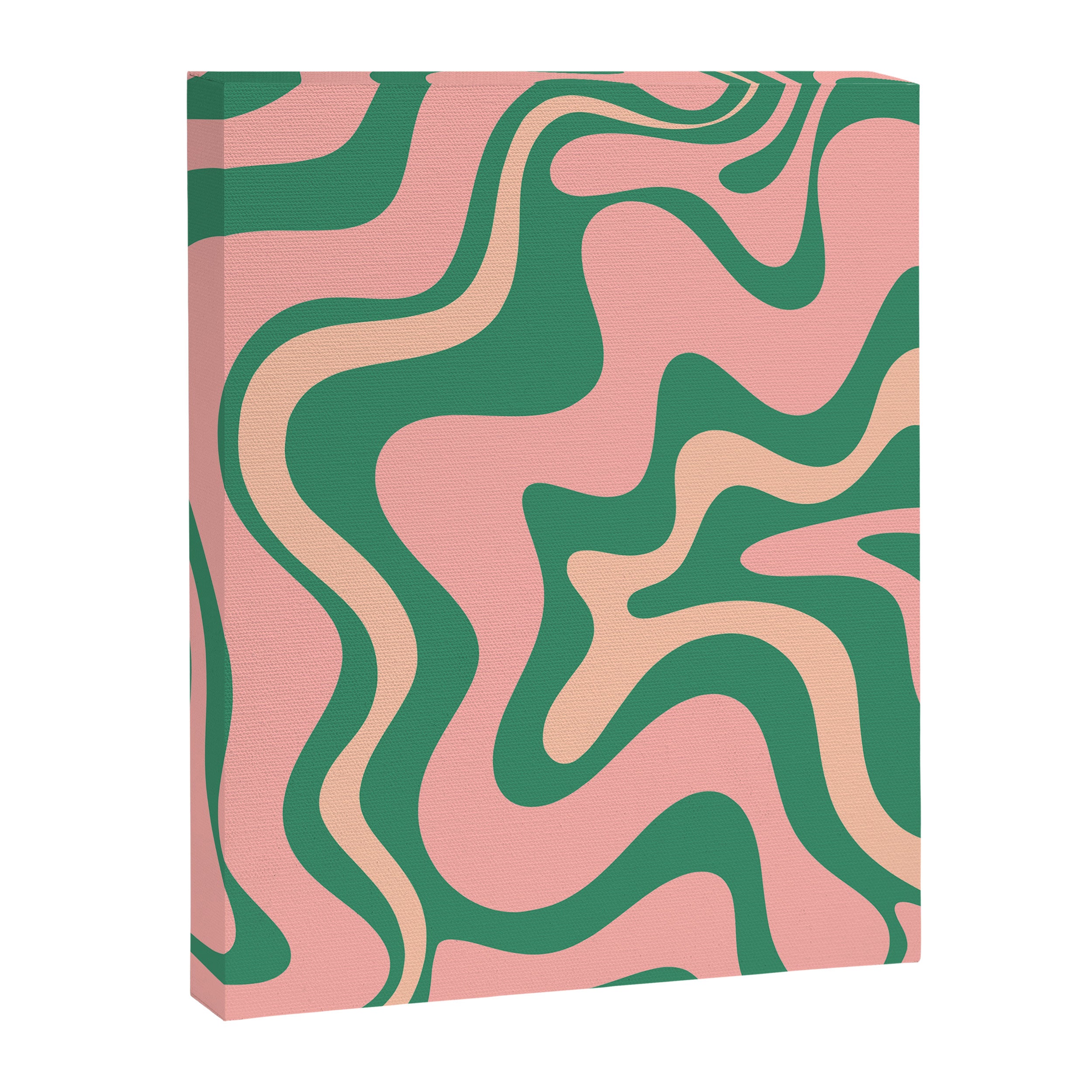 Liquid Swirl Abstract Pattern Pink Blush Green  Canvas Print Gallery Image 6