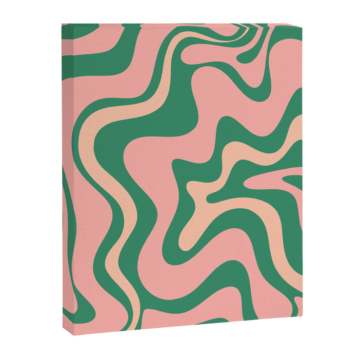 Liquid Swirl Abstract Pattern Pink Blush Green  Canvas Print Gallery Image 1