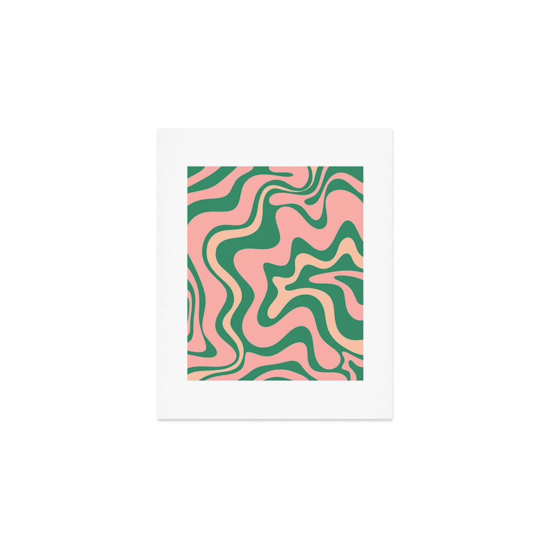 Liquid Swirl Abstract Pattern Pink Blush Green  Art Print Gallery Image 1